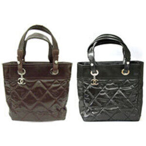 CHANEL Handbag Paris Biarritz Tote Satin Bag Shoulder Black Green Yellow Orange
